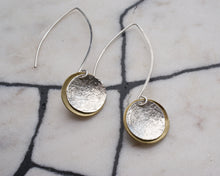 Load image into Gallery viewer, Sterling Silver Teardrops With Brass &amp; Silver Discs

