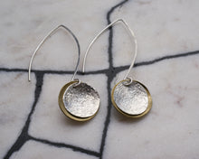 Load image into Gallery viewer, Sterling Silver Teardrops With Brass &amp; Silver Discs
