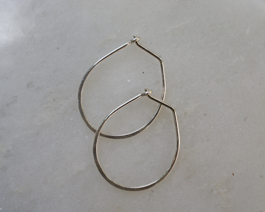 Sterling Silver Hammered Teardrop Hoops - Small