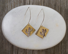 Load image into Gallery viewer, Sterling Silver Mini Teardrops with Brass Cactus Squares
