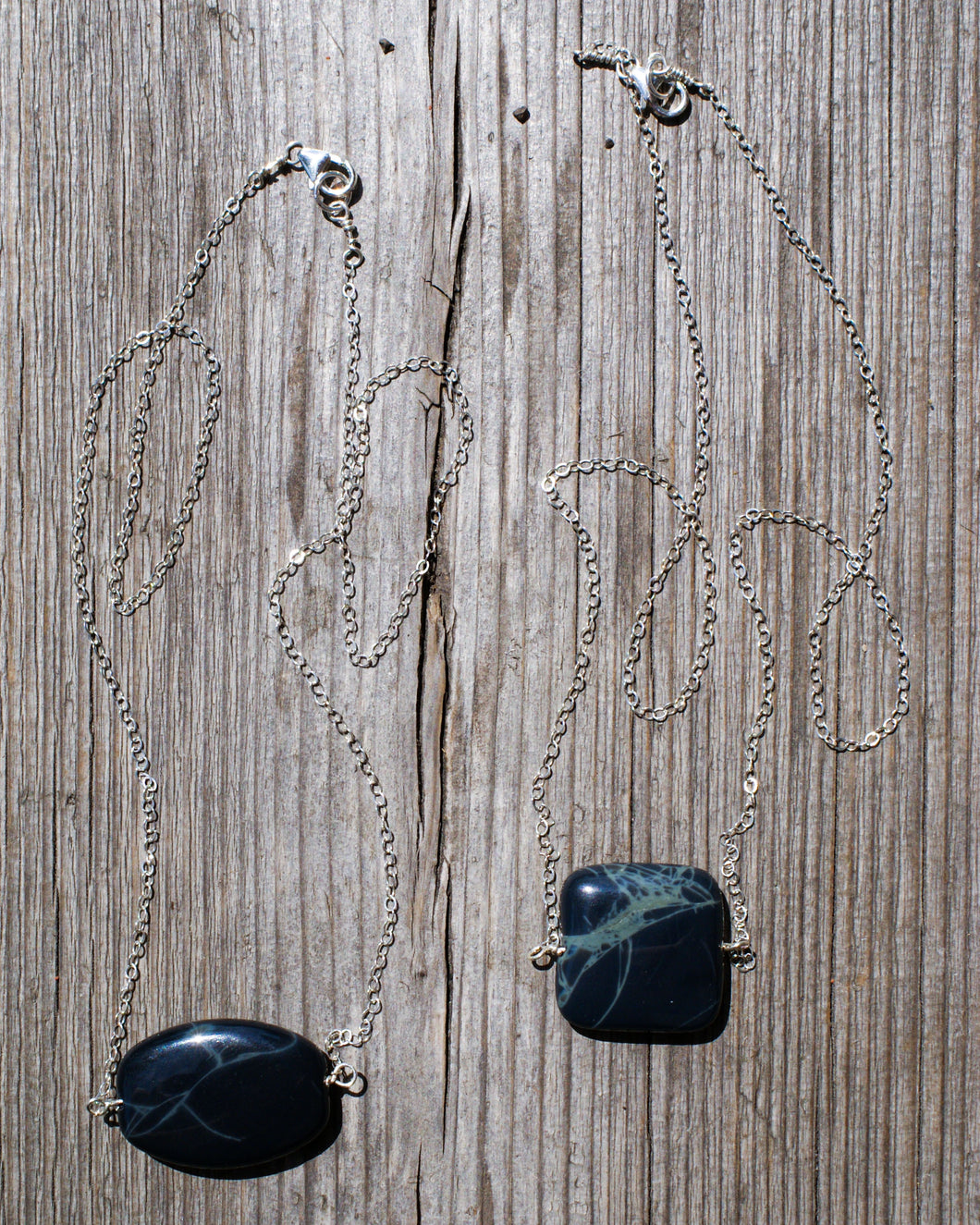 Sterling Silver Necklace With Spider Web Obsidian