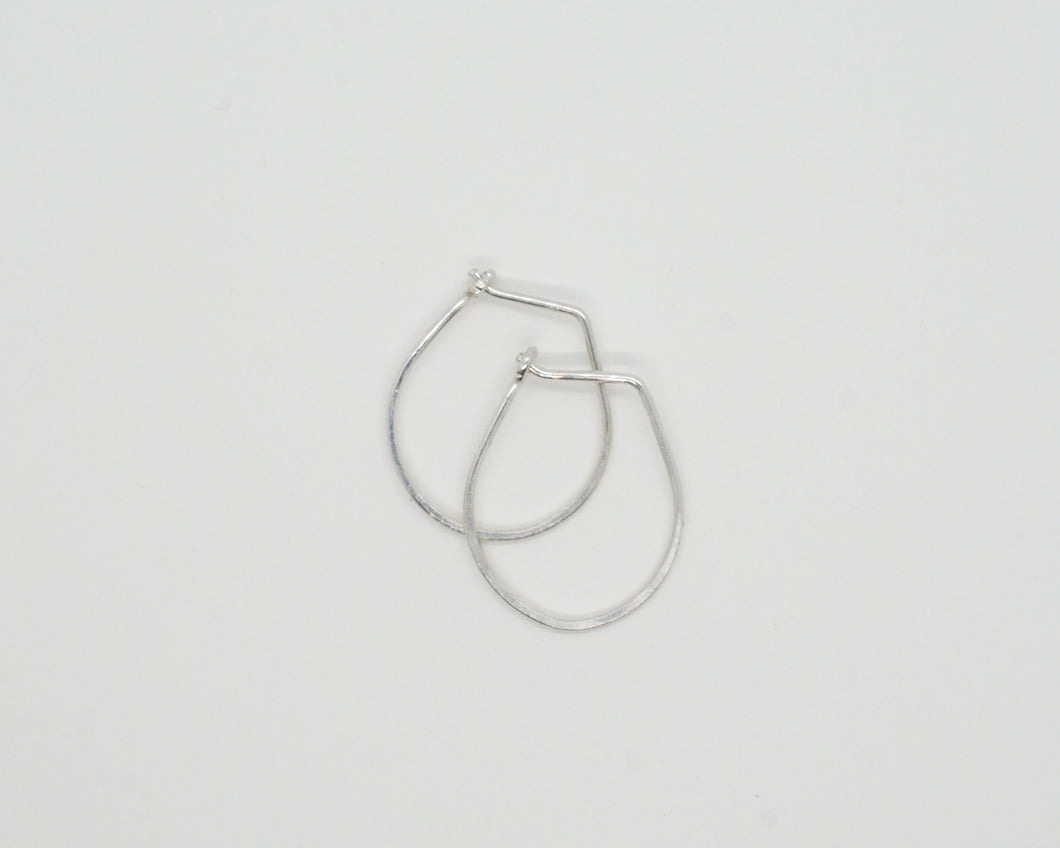 Sterling Silver Hammered Teardrop Hoops - Extra Small