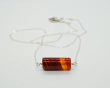 Load image into Gallery viewer, Sterling Silver Necklace with Fire Agate Cylinder
