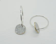 Load image into Gallery viewer, Sterling Silver Round Hoops with Brass Discs

